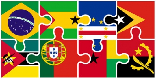 puzzle com bandeiras dos países de língua oficial portuguesa